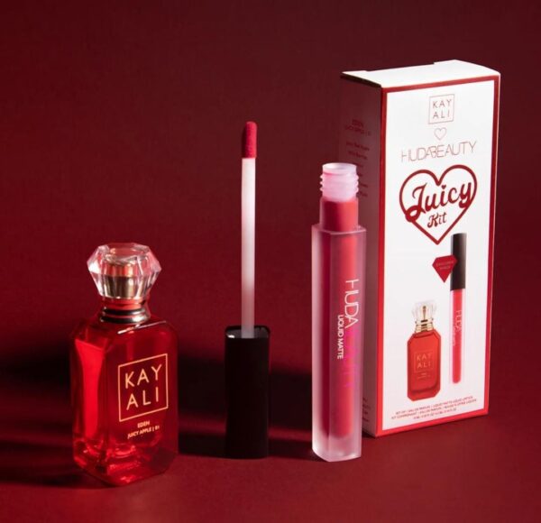HUDABEAUTY Kayali Eden Juicy Apple | 01 Mini Perfume and Lip Set هدى بيوتي احمر شفاه وعطر ميني سيت