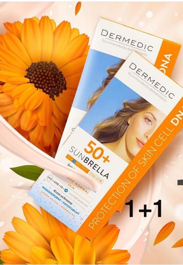 DERMEDIC SUN BRELLA +50 sun protection cream 1+1 ديرمدك واقي حماية من الشمس