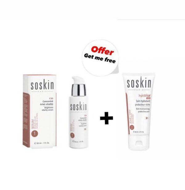 soskin brightness vitality serum +rich moisturising protective care سوسكن سيرم التفتيح +مرطب للبشرة