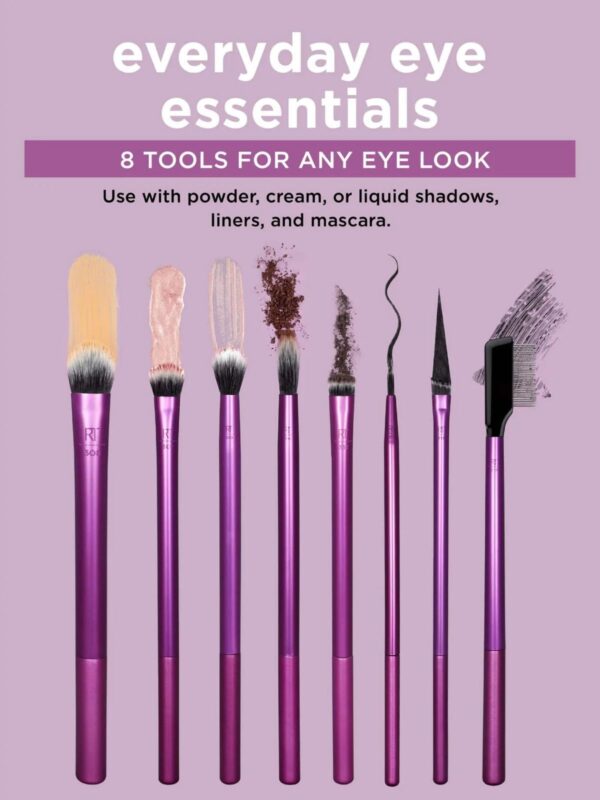 REAL TECHNIQUES Everyday Eye Essentials Makeup Brush Kit 8 ريل تكنيك مجموعة فرش العيون