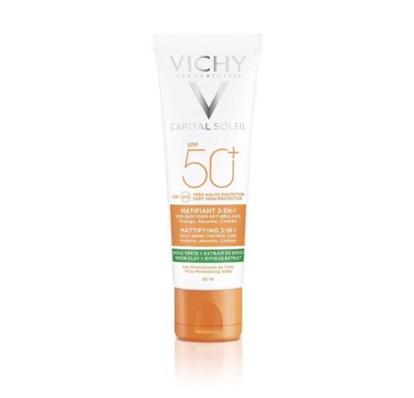 VICHY CAPITAL SOLEIL MATIFIANT 3 IN 1 50 ML SPF 50 فيجي واقي حماية من الشمس ماتفاينك