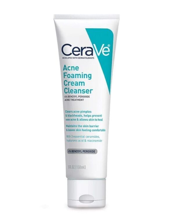 Cerave Acne Foaming Cream Cleanser 4% BENZOYL PEROXIDE 150 ml سيرافي غسول كريم رغوي لحب الشباب