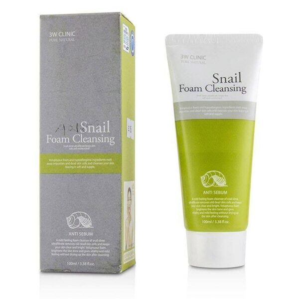 3 w clinic snail foam cleansing 100 ml غسول رغوي بالحلزون