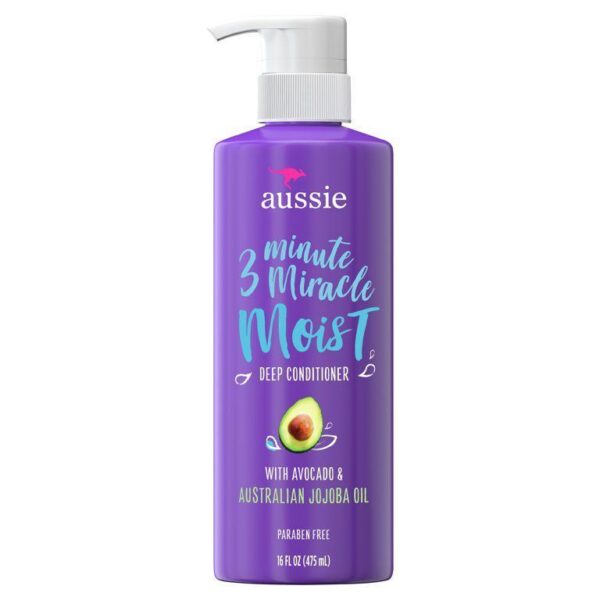 aussie miracle moist with avocado &jojoba oli conditioner475 ml اوسي بلسم للشعر بالأفوكادو وزيت الجوجوبا