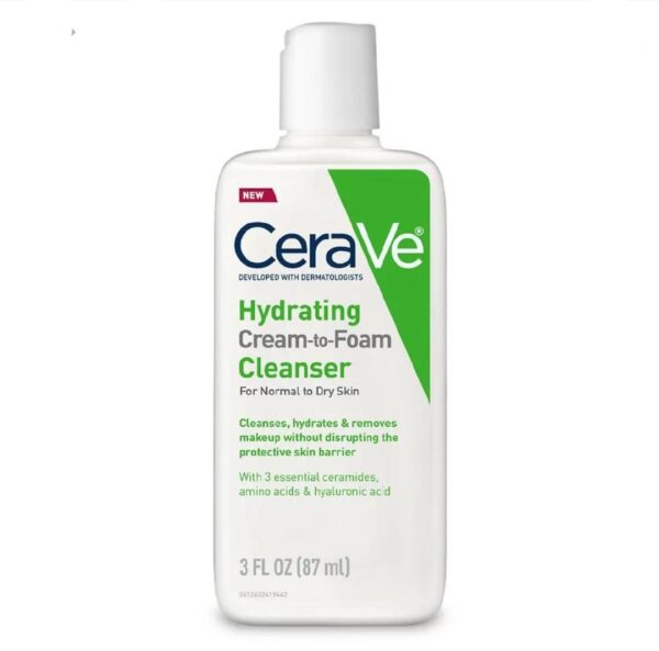 Cerave Hydrating Cream-to-Foam Cleanser FOR NORMAL TO DRY SKIN 87 ml سيرافي غسول مرطب من كريم الى رغوه الاصدار الامريكي