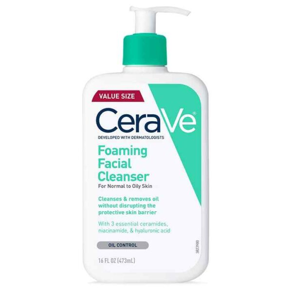 Cerave Foaming Facial Cleanser FOR NORMAL TO OILY SKIN 473ml سيرافي منظف بشره جل للبشره العاديه والدهنية الاصدار الامريكي