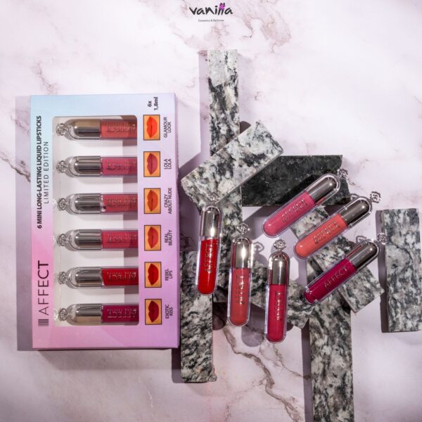 AFFECT - 6 MINI LONG-LASTING - Set of mini liquid lipstick سيت حمر مني من افكت