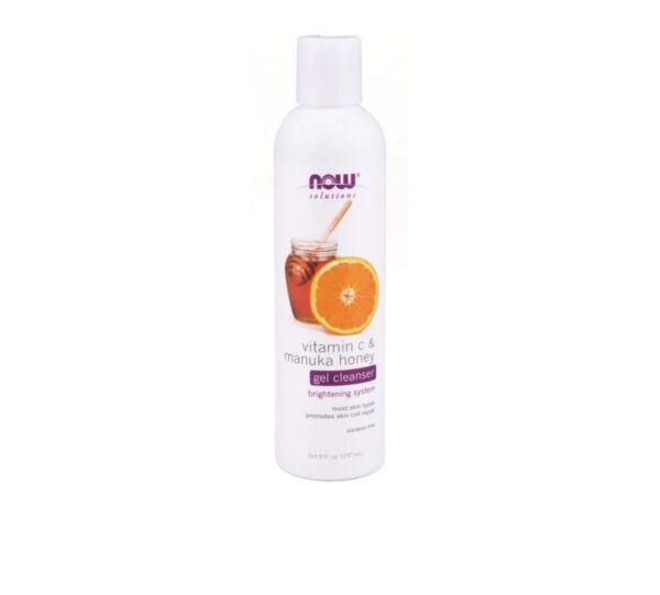 NOW FOODS SOLUTIONS Vitamin C & Manuka Honey Gel Cleanser 237ml غسول جل من ناو بالعسل والفيتامين سي