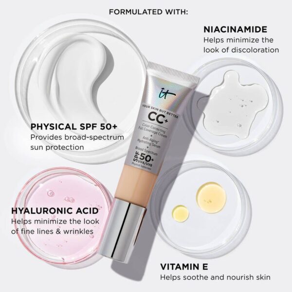 it Cosmetics CC+ Cream Full-Coverage Foundation with SPF 50+ 32mlكريم اساس مع عامل حماية من الشمس ومقاوم للشيخوخة