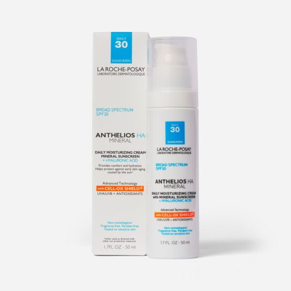 La Roche-Posay Anthelios 100% Mineral Sunscreen Moisturizer SPF 30 Face 50 ML لاروش بوززيه مرطب مع واقي حماية من الشمس