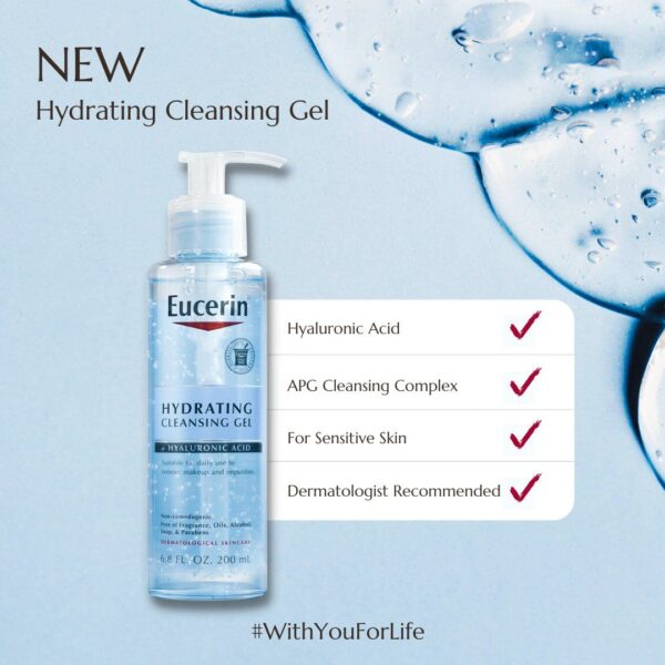 Eucerin Hydrating Cleansing Gel + Hyaluronic Acid, (200 ml)يوسيرين غسول الوجه