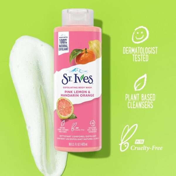 ST.Ives Exfoliating Body Wash Pink Lemon & Mandarin Orange 473ml ستيفز غسول جسم مقشر