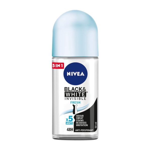 NIVEA WOMEN Black & White Invisible Fresh 48h Deodorant Anti-Persistent Roll - on 50ml نيفيا مزيل عرق و مضاد تعرق