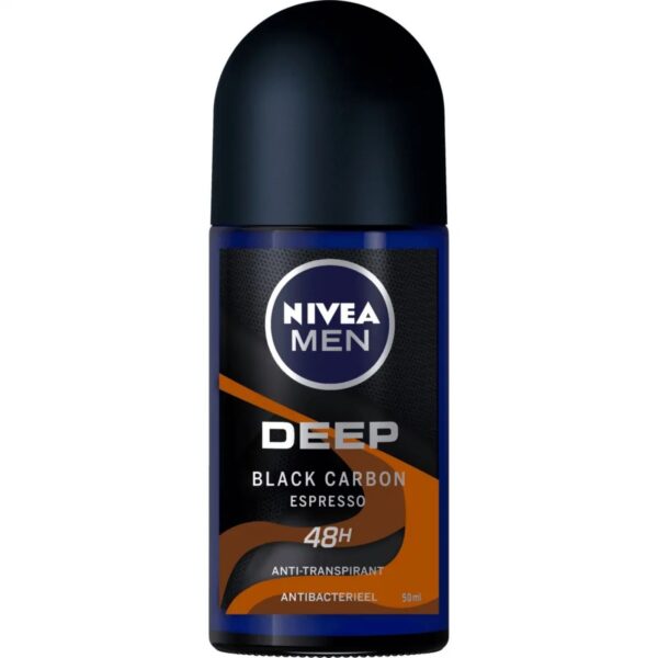 Nivea Men Deep Black Carbon Espresso 48h Deodorant Anti-Perspirant Roll-On 50ml نيفيا مزيل عرق و مضاد تعرق رجالي