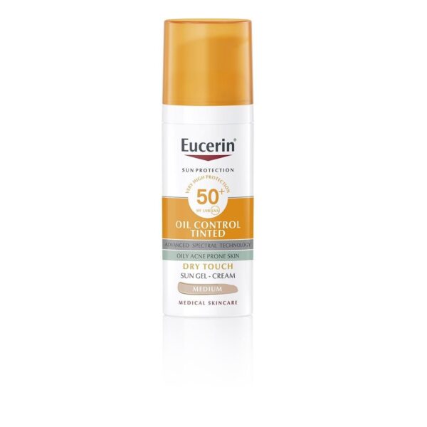 Eucerin Sun Face Oil Control Tinted SPF 50+ Medium يوسرين واقي حماية من الشمس ملون