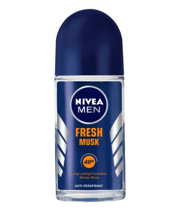 NIVEA MEN FRESH MUSK 48h Deodorant ANTI-PERSPIRANT ROLL-ON 50ml نيفيا مزيل عرق و مضاد تعرق رجالي