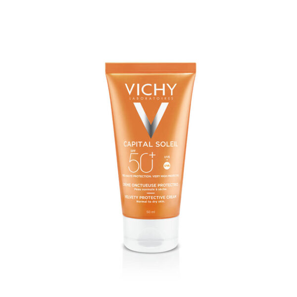 VICHY Capital Soleil Velvety Face Sun Cream SPF 50+ فيجي كابيتال سوليه كريم حماية من الشمس للبشرة الجافة والحساسة
