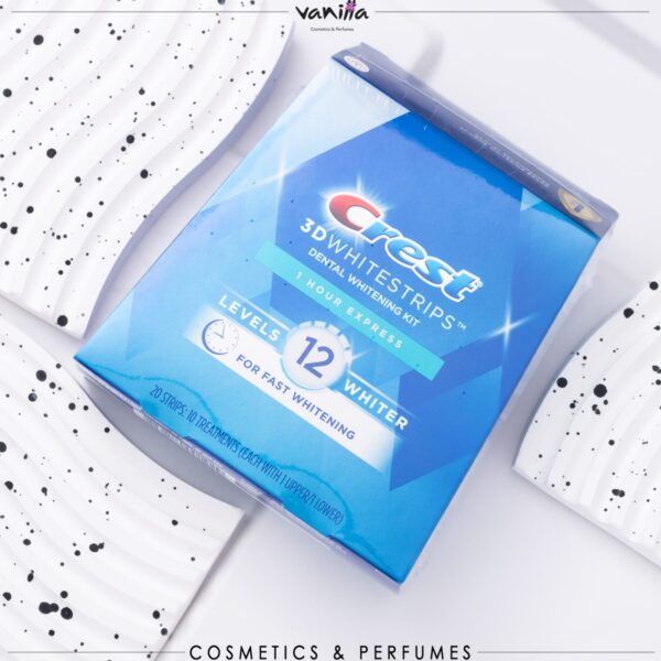 Crest 3D Whitestrips, 1 Hour Express, Teeth Whitening Strip Kit, 20 Stripsكريست شرائح تبييض الأسنان ثلاثية الأبعاد من 20 شريط