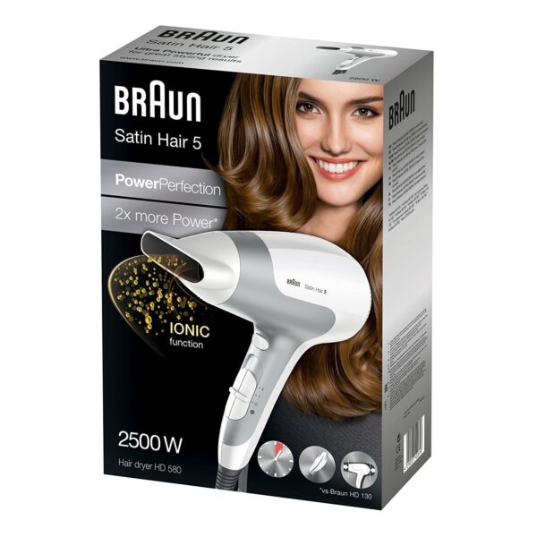 Braun Satin Hair 5 HD580 Power Perfection dryer – Ionic. Ultra Powerful براون سشوار شعر