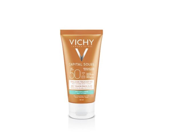 vichy SPF 50 Mattifying Dry Touch Face Fluid فيجي واقي شمس للبشرة الدهنية والحساسة