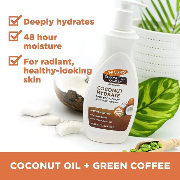 Palmer's Coconut Oil Formula Body Lotion for Dry Skin, Hand & Body Moisturizer with Green Coffee Extractبالمرز مرطب جسم بالقهوة الخضراء و زيت جوز الهند