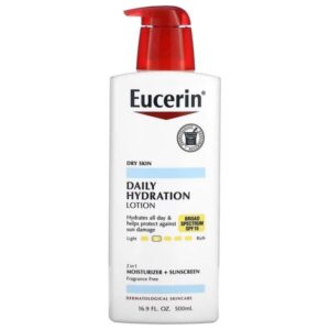 Eucerin Daily Hydration Lotion with Broad Spectrum SPF 15,500ml يوسرين لوشن ترطيب الجسم مع حماية من الشمس