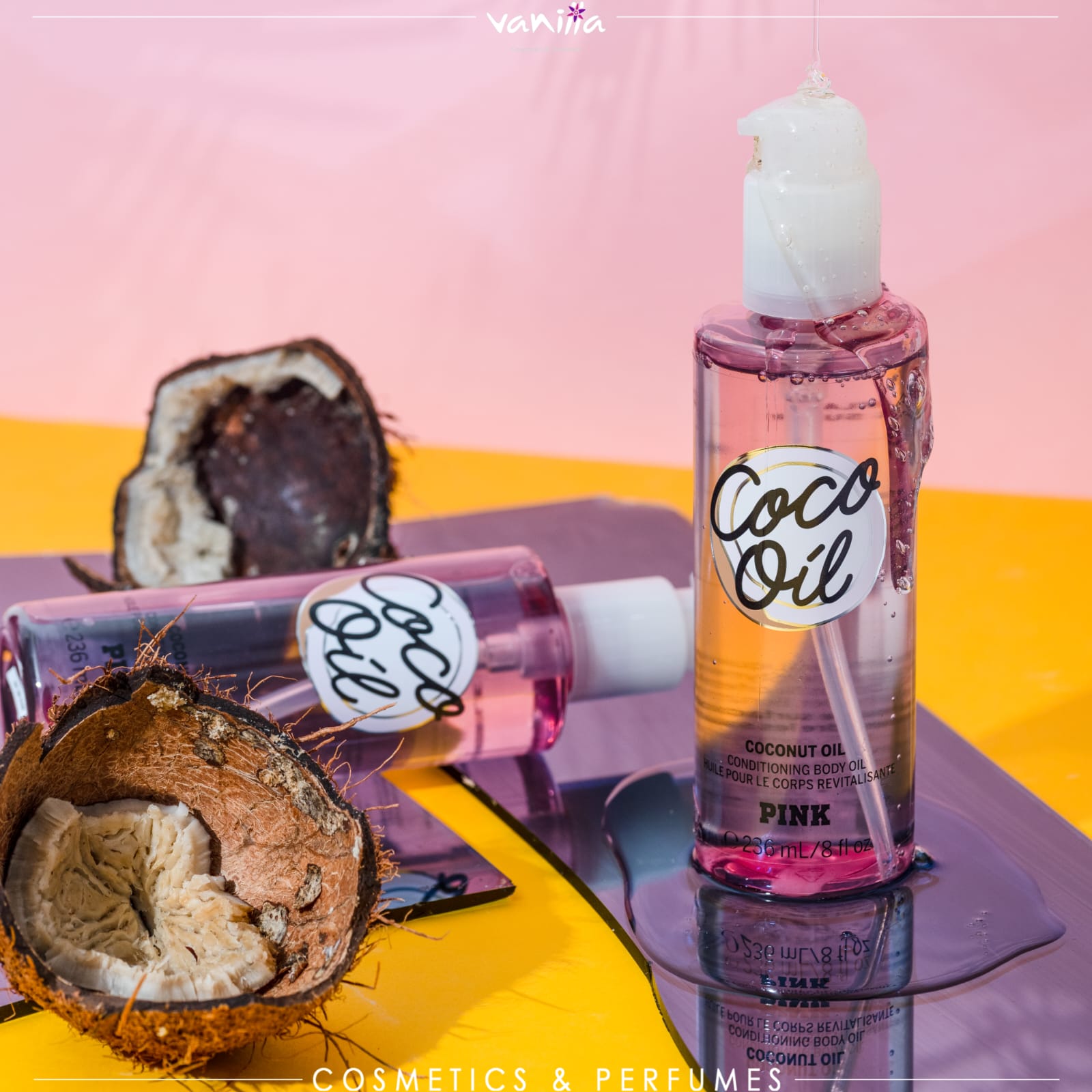 Victorias Secret Pink Coco Oil Conditioning Body Oil With Coconut236mlفكتوريا سيكرت زيت جسم 