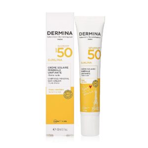 Dermina unifying mineral sun cream spf50 tinted-nude shade ديرمينا واقي حماية من الشمس ملون