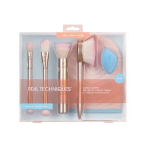 Real Techniques Endless Summer Makeup Brush Set ريل تكنيك سيت فرش مع اسفنجة