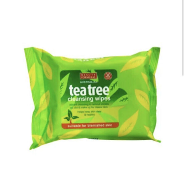 Beauty Formulas Tea Tree Cleansing Wipes x 30 بيوتي فورميلاز مناديل منظفة بالشاي الاخضر