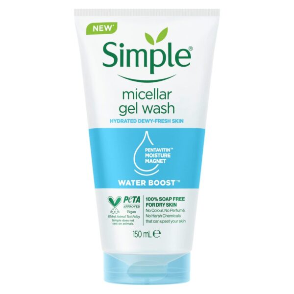 Simple Water Boost Micellar Facial Gel Wash 150 ml , سمبل مزيل مكياج جل مائي