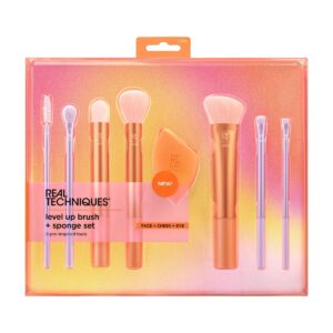 REAL TECHNIQUES Level Up Brush + Sponge Set ريل تيكنيك ليفل اب سيت فرش واسفنجة