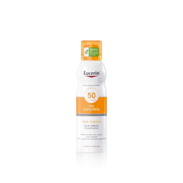 Eucerin Sun Oil Control Spray Dry Touch Transparent SPF50 ,200mlيوسرين رذاذ الحماية من الشمس للجسم