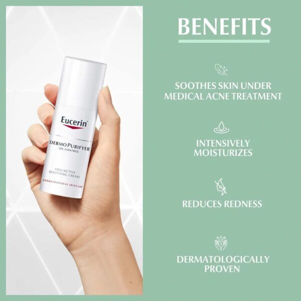 Eucerin DermoPurifyer Adjunctive Soothing Cream,50ml يوسرين مرطب للبشرة المعرضة للحبوب