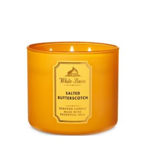 BATH AND BODY WORKS Salted butterscotch 3-Wick Candle, شموع معطرة