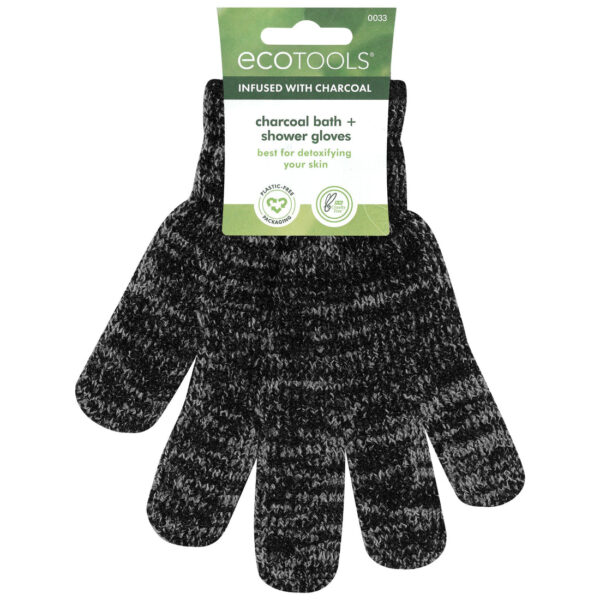 Ecotools Charcoal Infused Bath & Shower Gloves - قفاز التقشير بالفحم