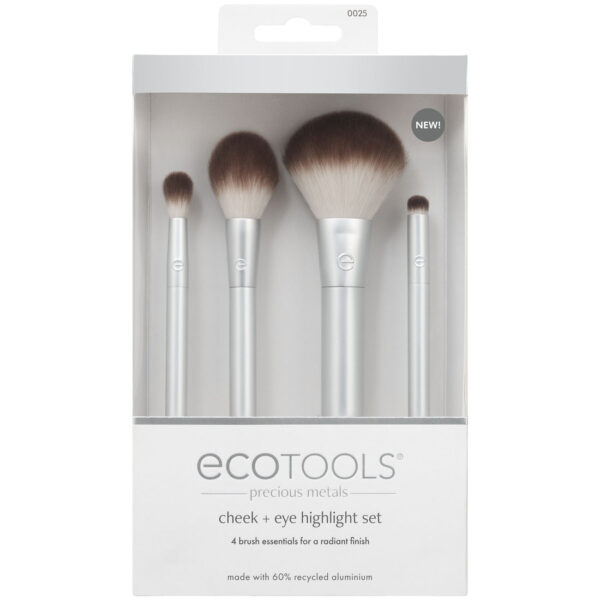 Ecotools Precious Metals Cheek + Eye Highlight Makeup Brush Set- مجموعة فرش للوجه والعيون