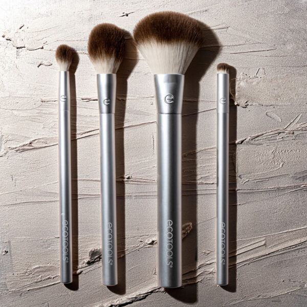 Ecotools Precious Metals Cheek + Eye Highlight Makeup Brush Set- مجموعة فرش للوجه والعيون