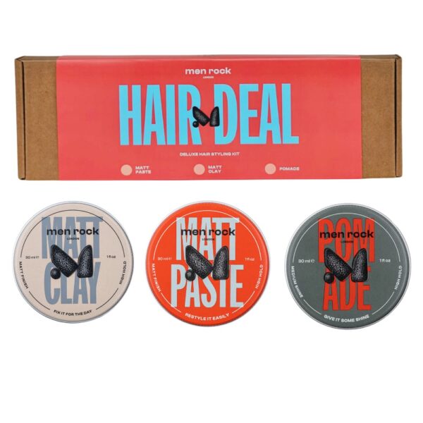 MEN ROCK HAIR STYLING KIT - HAIR DEAL (DELUXE), سيت معجون تصفيف الشعر للرجال