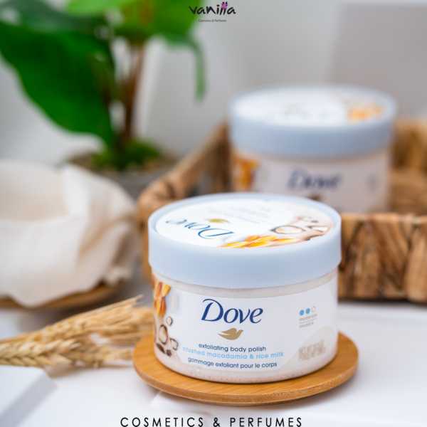 Dove Exfoliating Body Scrub Macadamia & Rice Milk,298g دوف مقشر جسم بالمكاديميا و حليب الرز