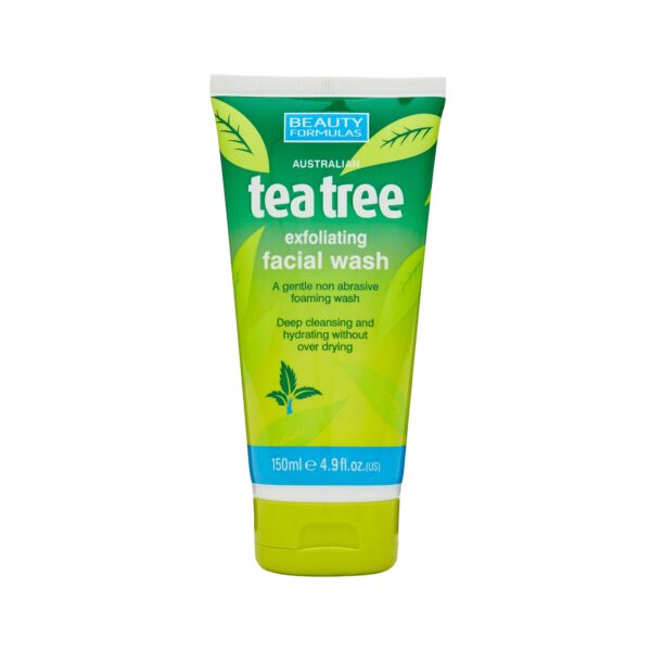 Beauty Formulas Tea Tree Exfoliating Facial Wash, 150ml بيوتي فورملا غسول بشرة بالشاي الاخضر