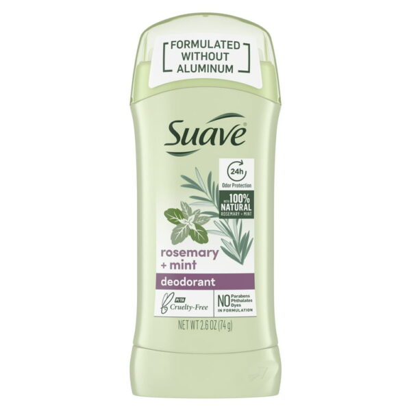 Suave Deodorant For 24-Hour Odor Protection Rosemary & Mint Aluminum-Free, سواف مزيل تعرق للنساء خالي من الألمنيوم