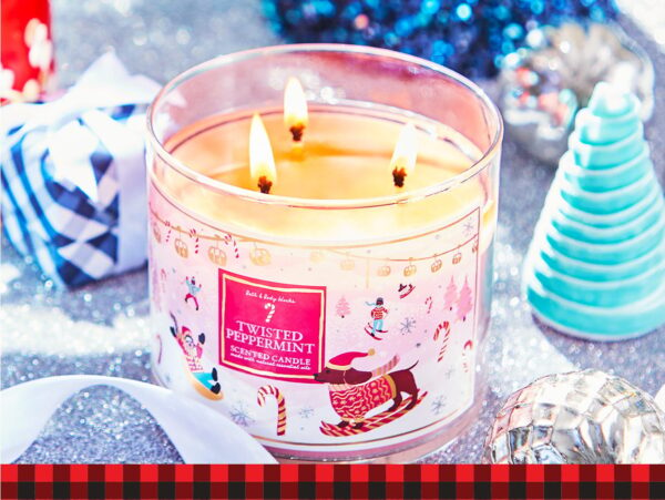 Bath & body works Twisted peppermint candle, باث اند بدي وركس شموع معطر