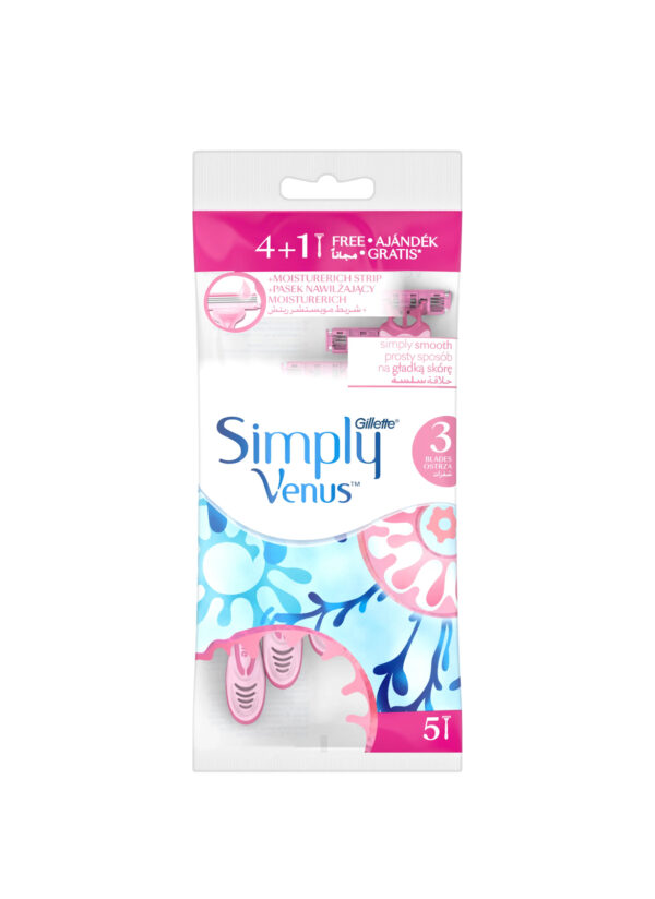 Venus Disposable Women Razor Simply 4+1 free فينوس سيمبلي شفرات ازالة شعر للنساء