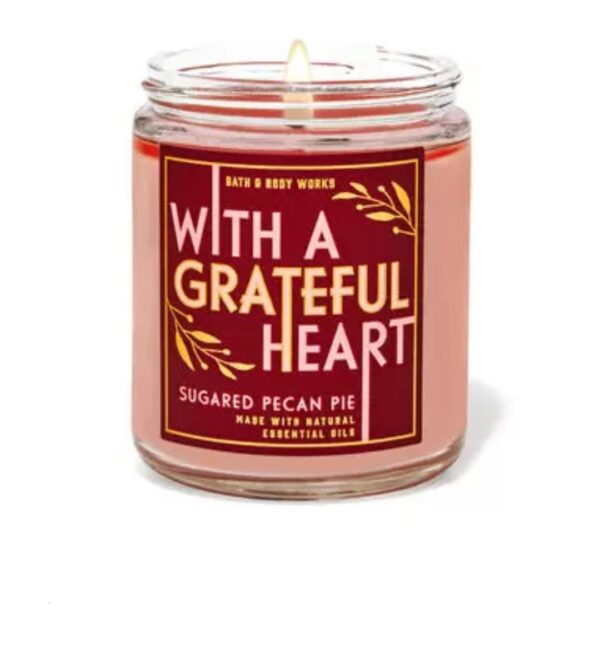 Bath & Body Works SUGARED PECAN PIE GRATEFUL HEART 1-Wick باث اند بدي وركس شمعة معطر