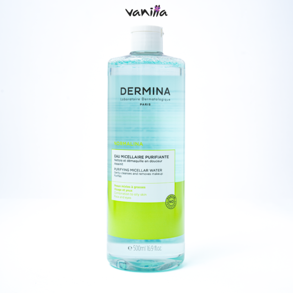 Dermina Normalina Purifying Micellar Water Combination To Oily Skin 500ml + spray ديرمنا مياه ميسيلار المنقية نورمالينا للبشرة الدهنية والمختلطة+ بخاخ مهدئ