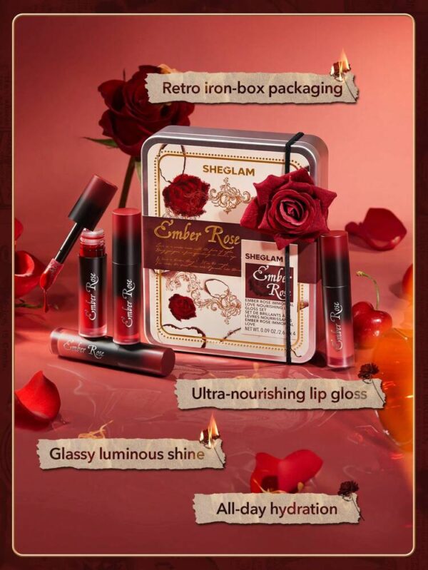 SHEGLAM Ember Rose Immortal Love Nourishing Lip Gloss Set شيغلام مجموعة ملمع الشفاه المغذي إمبر روز إيمورتال لاف