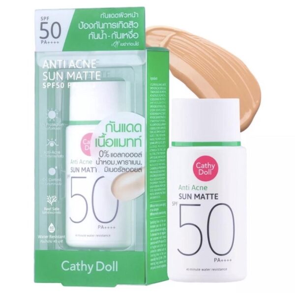 Cathy Doll Anti Acne Sun Matte SPF 50 PA++++ كاثي دول سائل الشمس الخفيف للغاية بعامل حماية من الشمس SPF50 PA++++