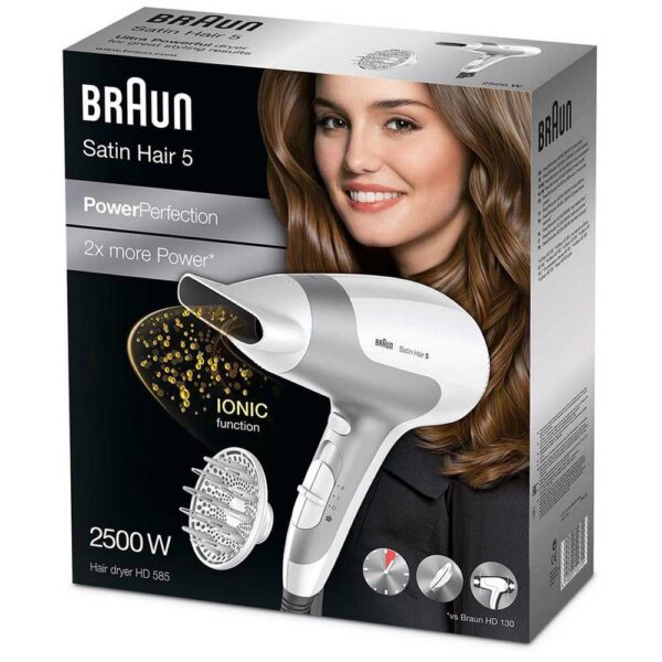 BRAUN Satin Hair 5 HD 585 2500W Hair Dryer- Ionic Function براون سشوار شعر