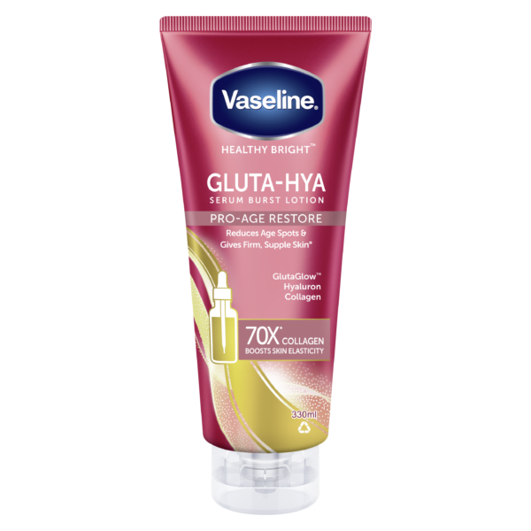 VASELINE HEALTHY BRIGHT GLUTA-HYA SERUM BURST LOTION PRO-AGE RESTORE 300ml فازلين هيلثي برايت سيروم شد الجسم